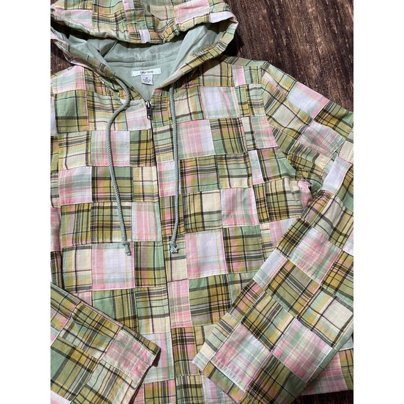 Tyler Böe Patchwork Plaid Cropped hooded jacket size MEDIUM - Picture 2 of 3